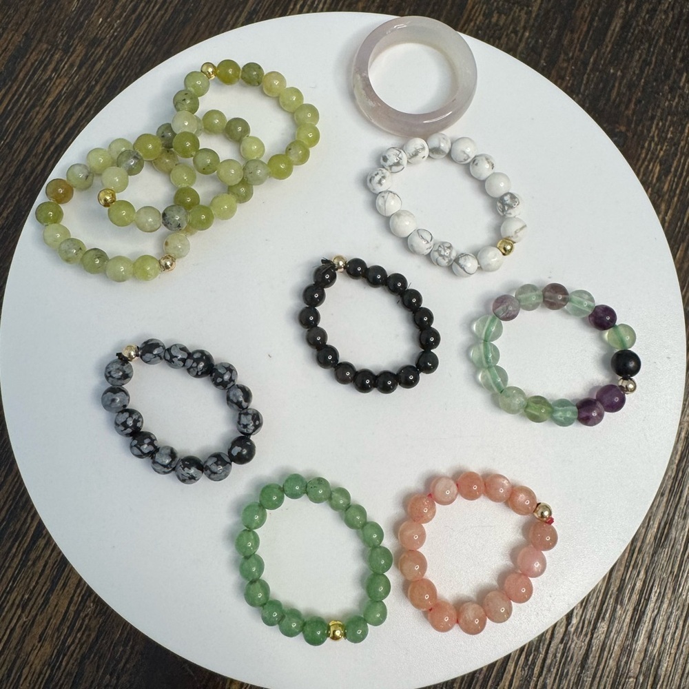 Gemstone Stretch Beaded Rings